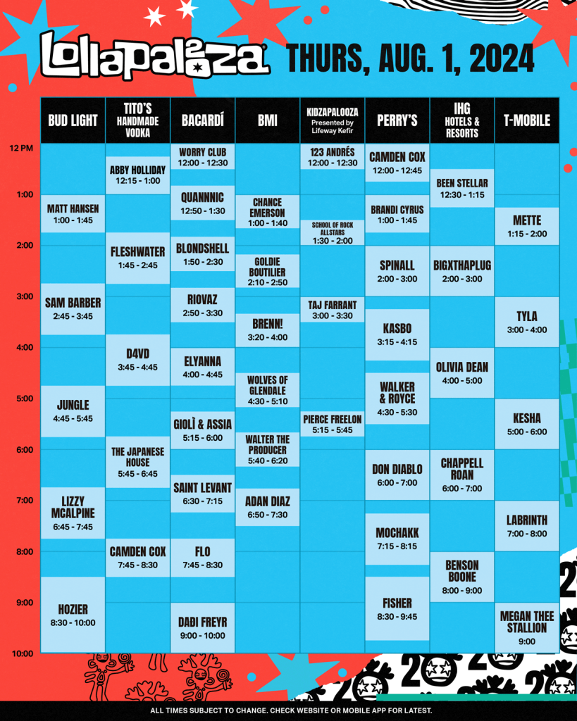 lollapalooza 2024 august 1 lineup